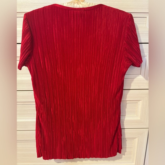 Red Textured layered Short-Sleeved Top 🎁🎇✨ - Picture 8 of 12
